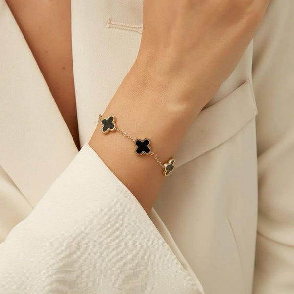 Thin Clover Bracelet (Black)