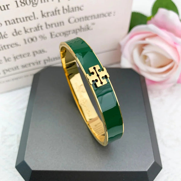 Green Kira Enameled Slim Bangle